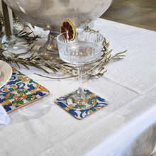 Sicilian Style Christmas Cork Coaster, under glass