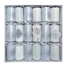 Premium White & Silver Snowflake Crackers - Set of 6