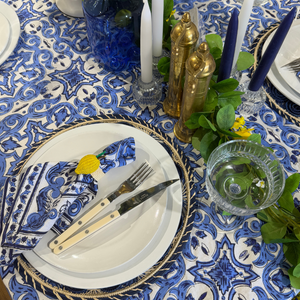 Dolce Blue | Block Print Tablecloth