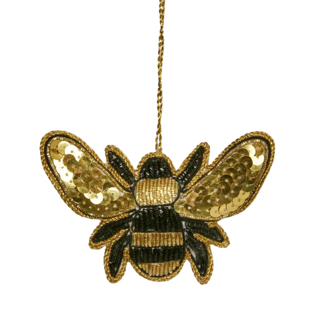 Honey Bee Sparkle and Sequins Christmas Tree Ornament