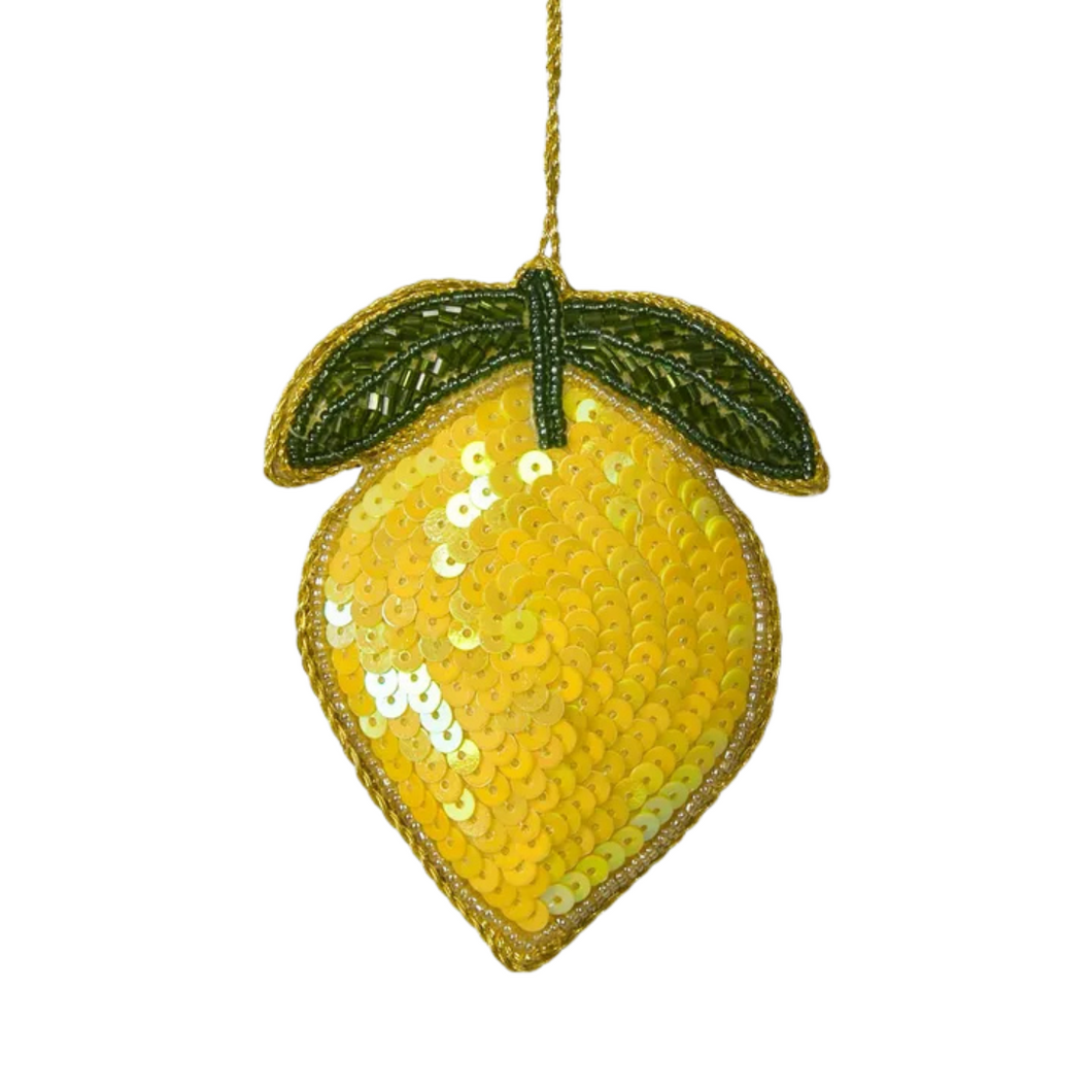 Lemon Sparkle and Sequins Christmas Tree Ornament