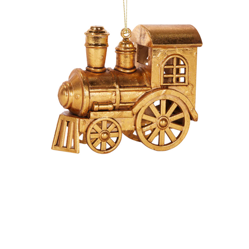 Gold CHOO CHOO Train Christmas Tree Ornament