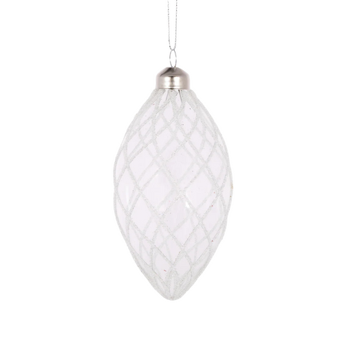 White Quilted Drop Bauble