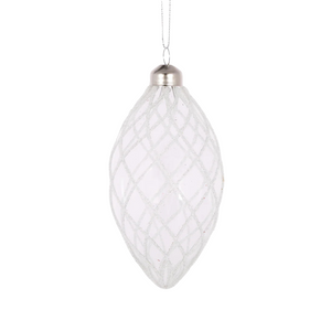 White Quilted Drop Bauble