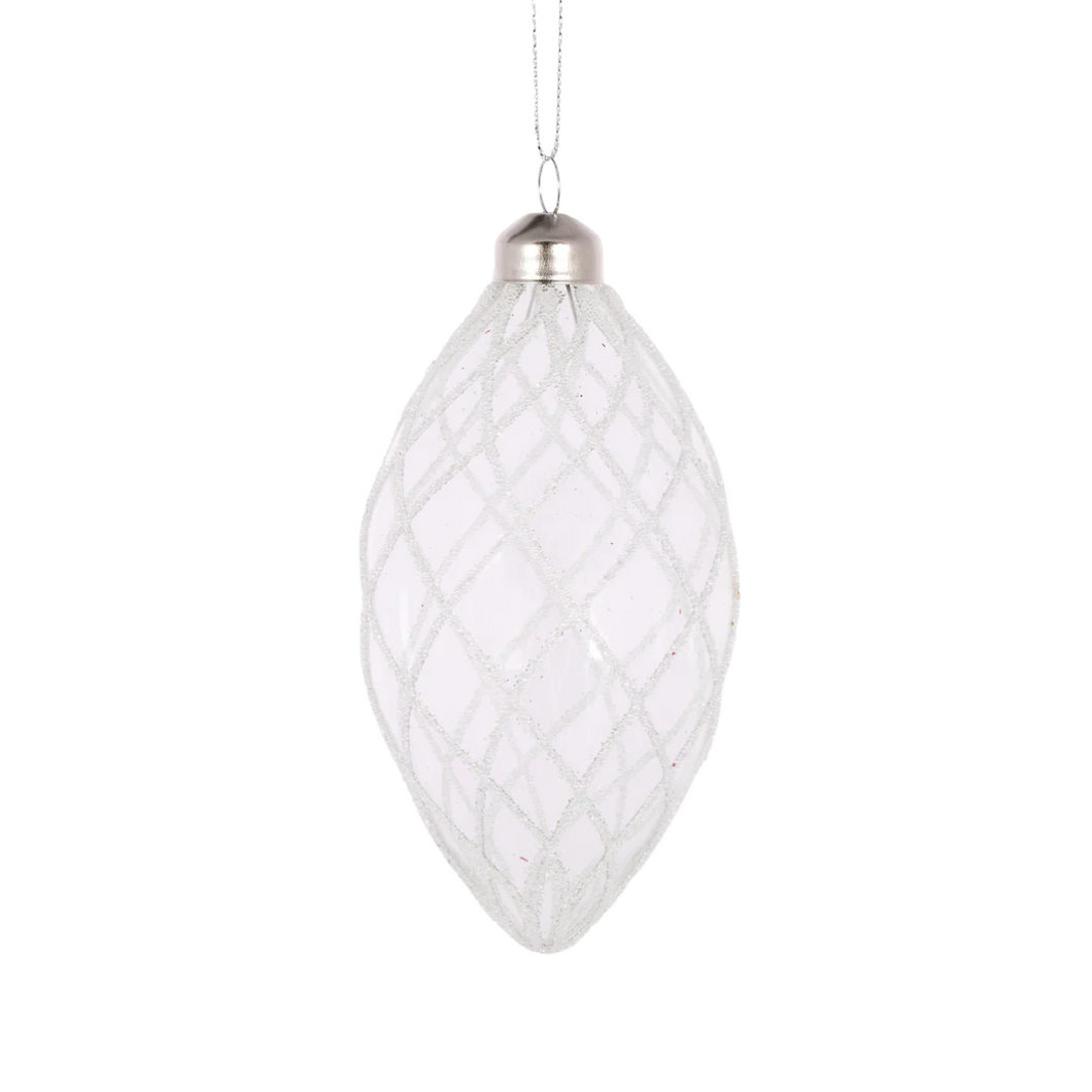 White Quilted Drop Bauble