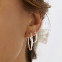 Arabella Silver Hoop Earrings, closeup