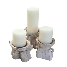 Indian Bleached Wood Candle Holder - Rustic Home Decor | C, multiple candles