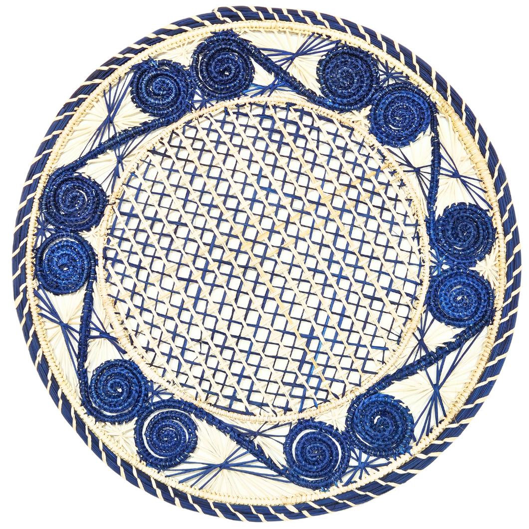 Remolino Azul | Round Iraca Palm Placemat