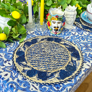 Remolino Azul | Round Iraca Palm Placemat