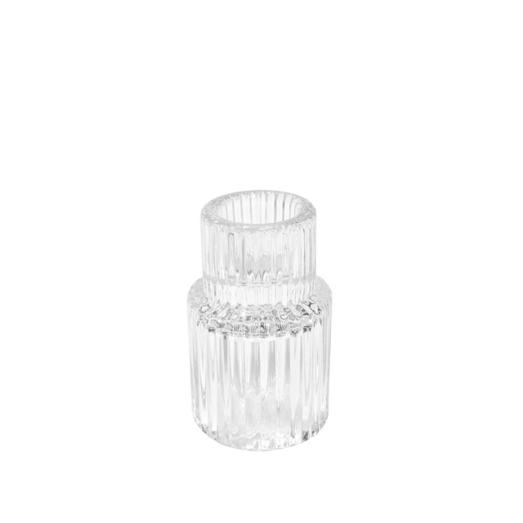 Clear Glass Ribbed Candle Holder | Tube