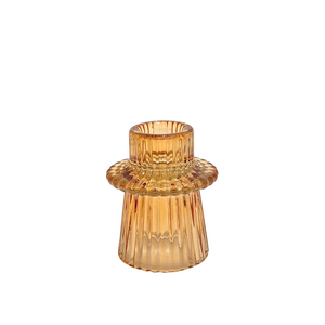 Amber Glass Ribbed Candle Holder | Flare