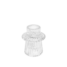 Clear Glass Ribbed Candle Holder | Flare