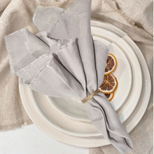 Comme Ça Linen Serviettes With Frayed Edge - Grey