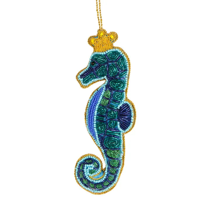 Madame Seahorse Sparkle and Sequins Christmas Tree Ornament